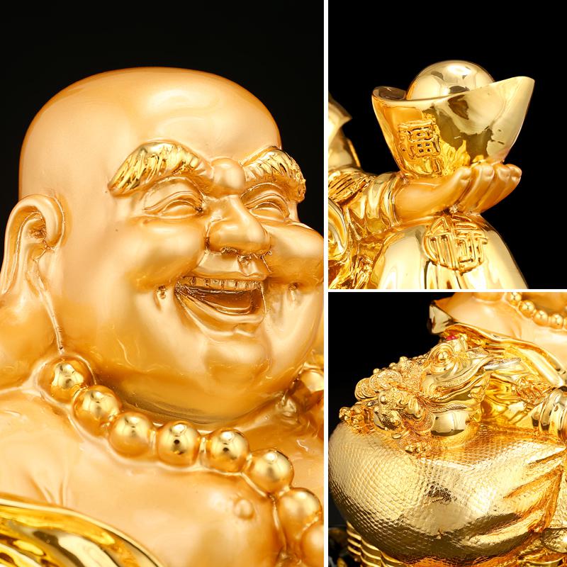 美帮汇镀金弥勒佛摆件大肚笑佛像工艺品家居客厅位供奉高清大图