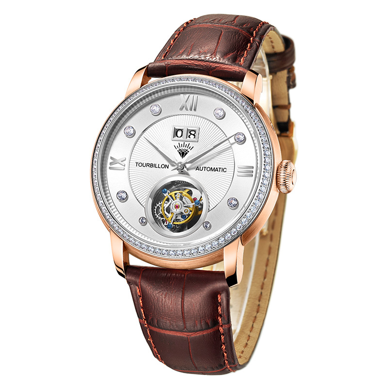 钻石牌diamond手表男士陀飞轮自动商务机械表牛皮带机械表tb003
