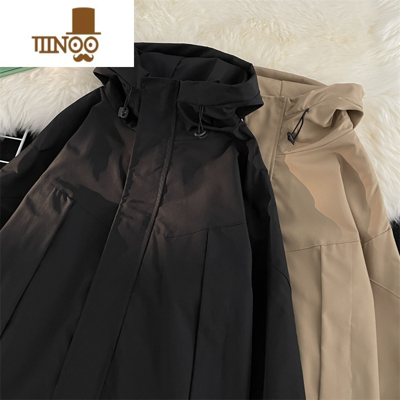 YANXU日系冲锋衣外套男生新款潮牌痞帅上衣服连帽户外防水风衣夹潮高清大图