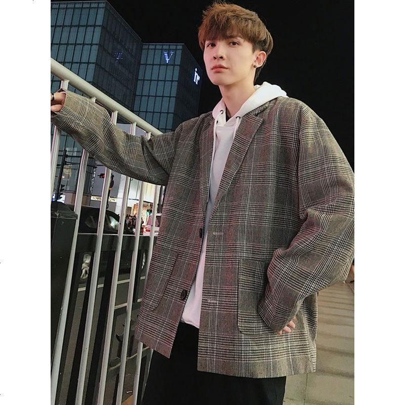 les帅t西装外套男休闲小西服网红同款修身韩版英伦风潮流单西上衣