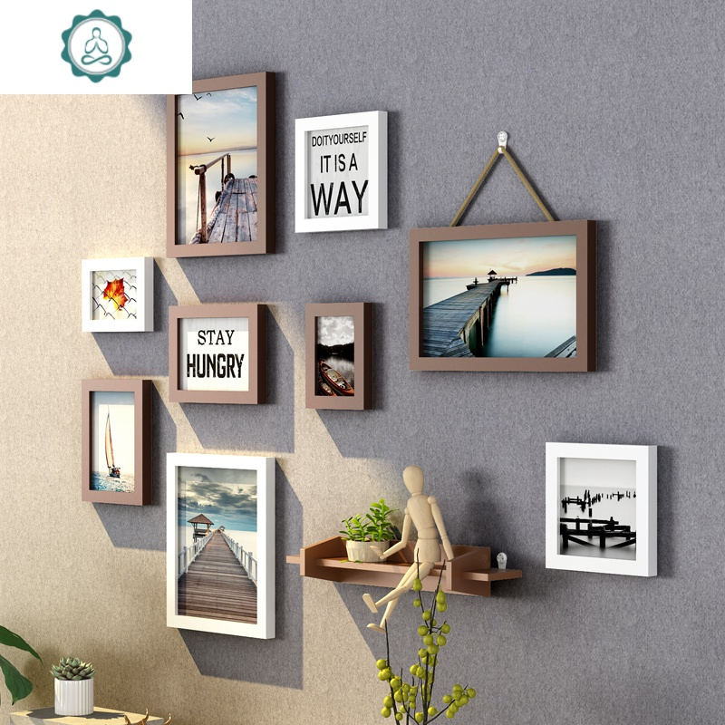 照片墙装饰墙面免打孔相框挂墙组合创意客厅洗墙相片架