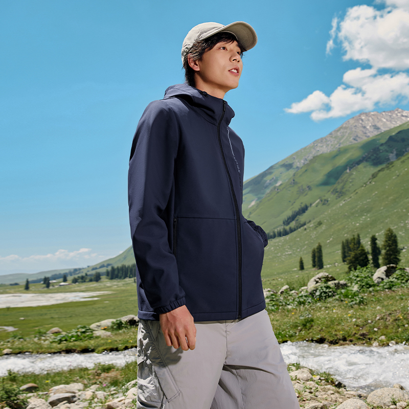 361°运动外套男秋冬加绒软壳防风防泼水开衫风衣跑步上衣高清大图