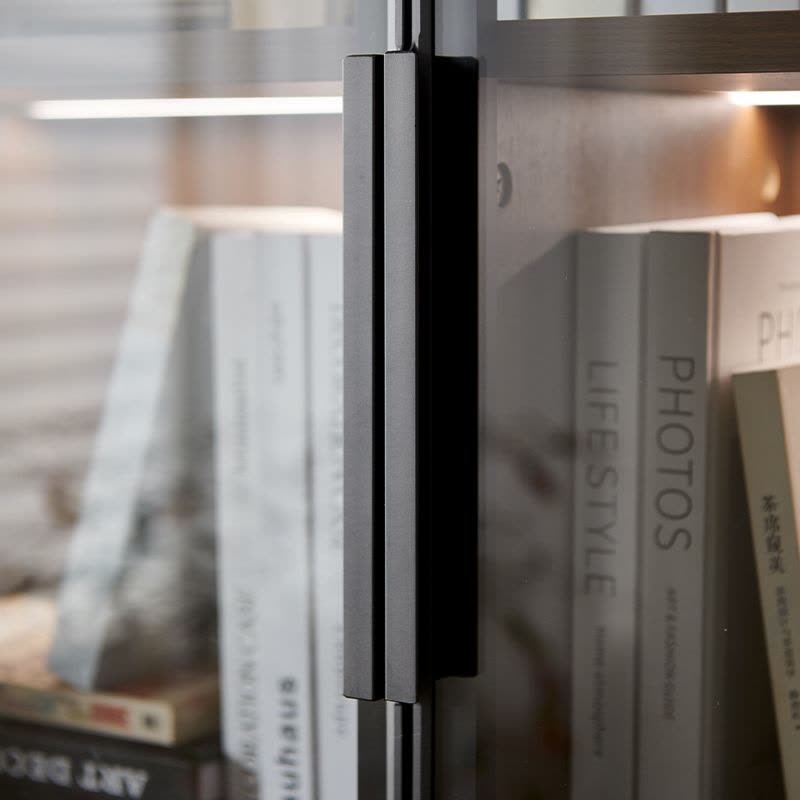 全友家居新中式书柜玻璃展示柜书房文件柜落地靠墙收纳储物柜图片