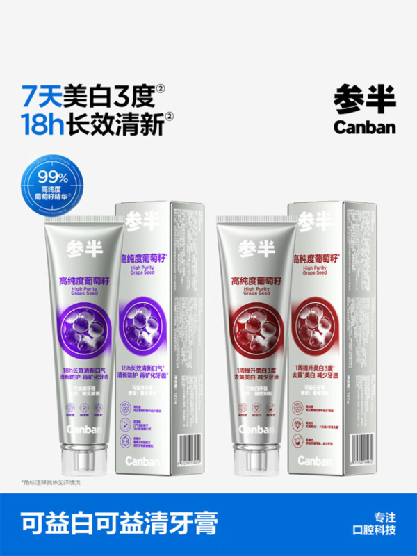 参半 牙膏 葡见茶爽*1支 BDZSSC高清大图