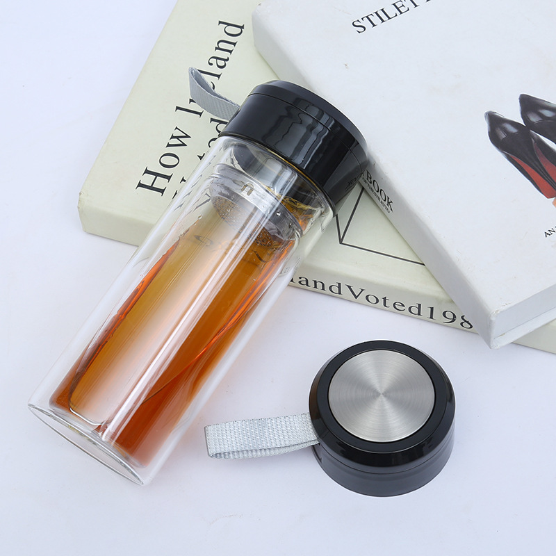 家佑水益生提绳双层真空玻璃保温杯