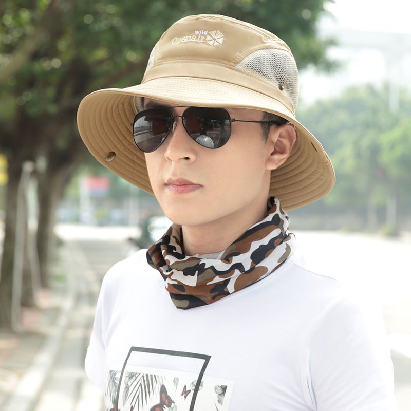 户外帽子男士夏天渔夫帽遮阳帽男大檐防晒帽韩版太阳帽登山钓鱼帽