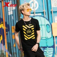 Xtep特步男子2018新款纯色印花舒适运动T恤882229019133