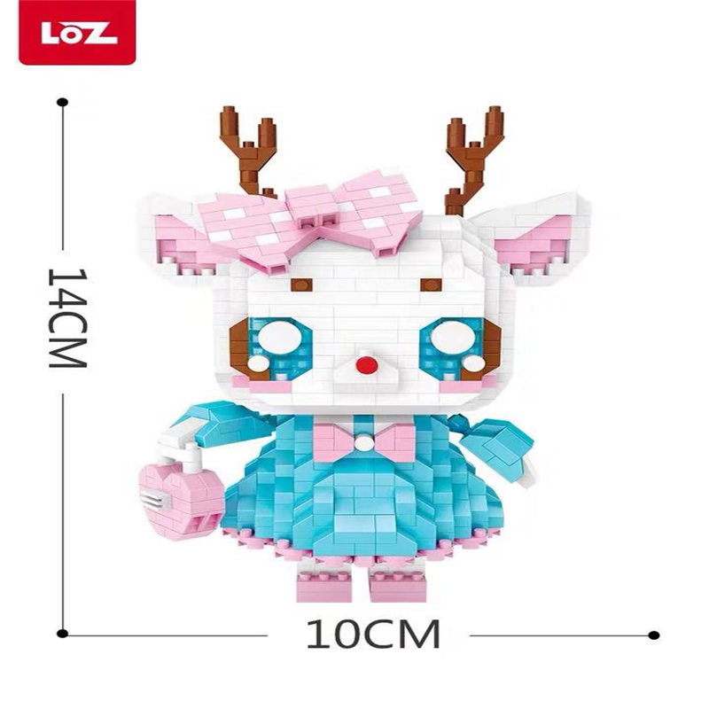 LOZ/俐智微颗粒创意拼插小积木卡通小鹿公仔儿童玩具9215