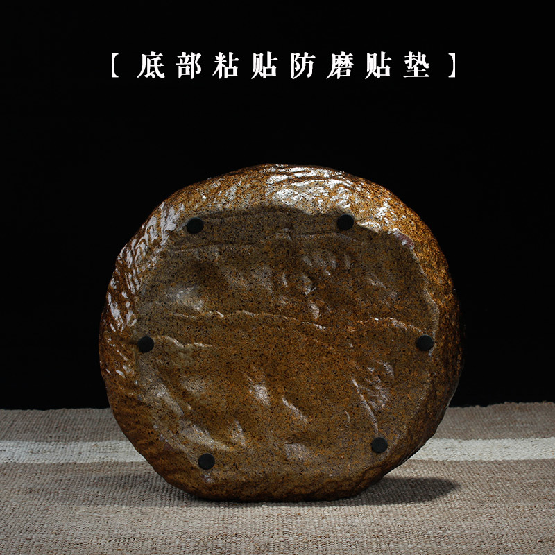 石台壶承(古黄色款) 粗陶壶承壶托 紫砂壶茶托茶艺复古干泡盘茶道茶具蓄水茶承养壶垫