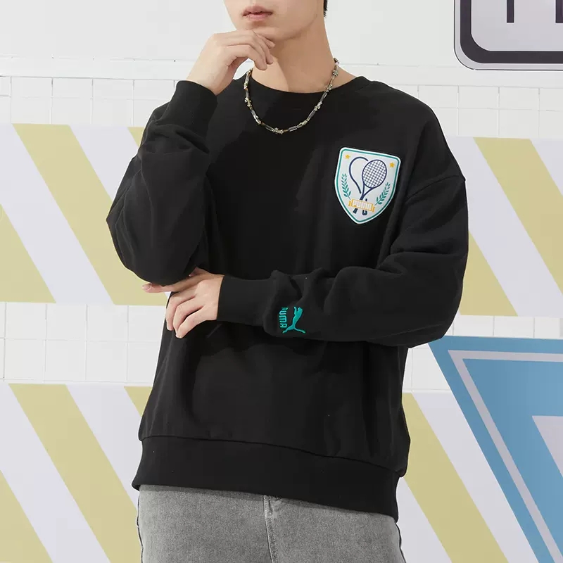 彪马（PUMA）卫衣男女装新款简约复古运动服舒适休闲上衣圆领套头衫625802-86 ZP高清大图