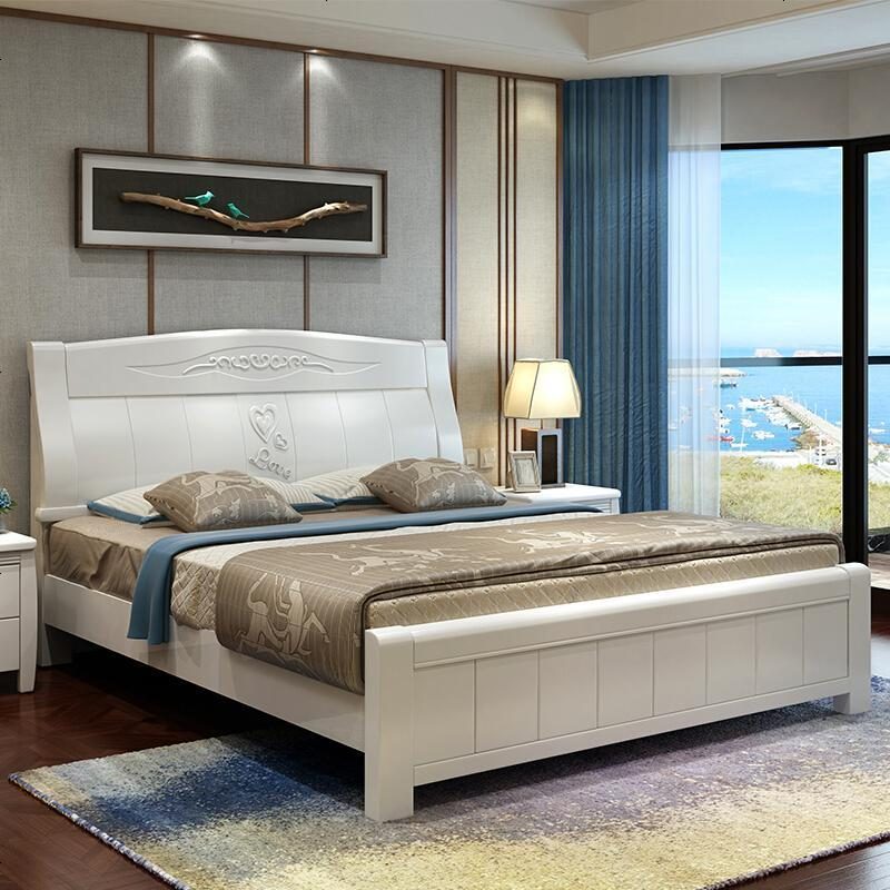 新中式特价实木床18米婚床橡木双人床主卧简约现代经济型15白色