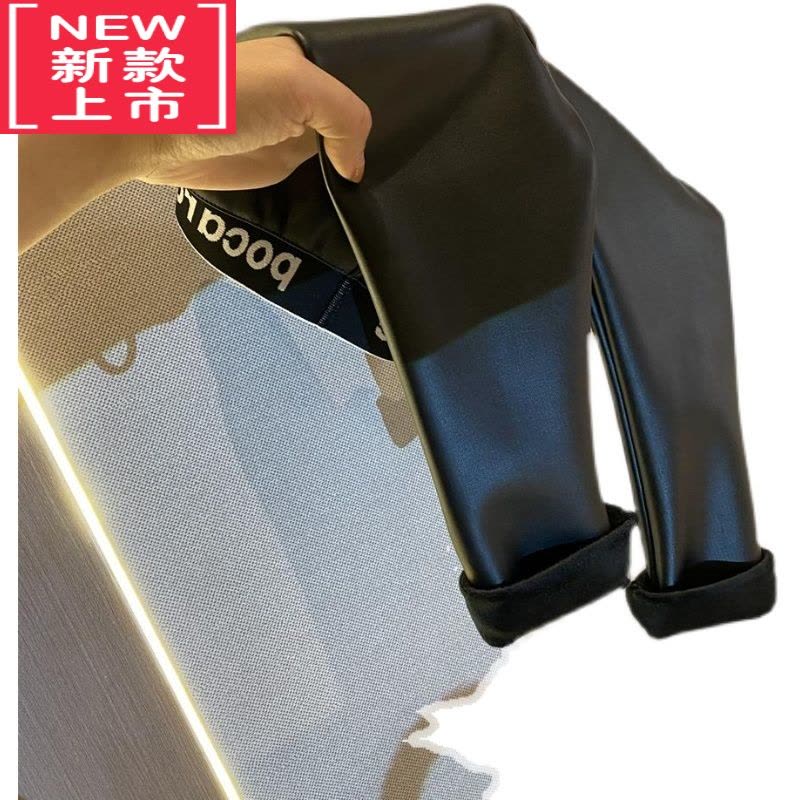 可莉允中大童字母一体加绒保暖铅笔裤2022新款秋冬装韩版女童皮裤子潮保暖裤图片