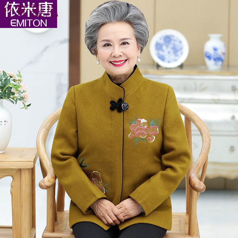 老年人秋装女外套唐装老太太衣服春秋妈妈礼服喜婆婆婚宴装奶奶装
