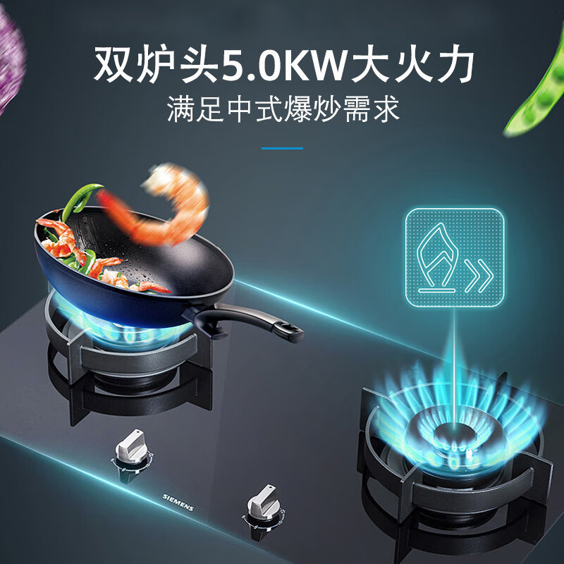 西门子 ER77F231MP 钢化玻璃面板天然气/液化气灶嵌入式蒸饭柜高清大图