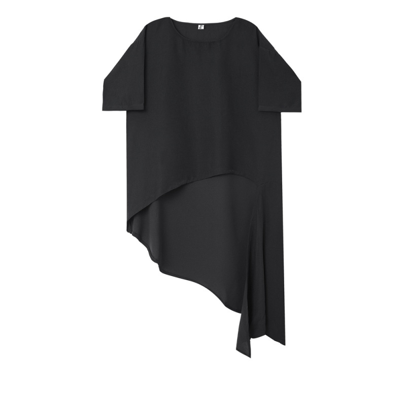 夜场酒吧演出舞台装另类不对称宽松短袖夏款t恤男型师个性衣服