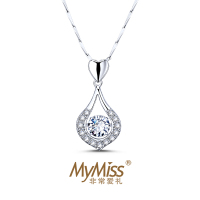 MyMiss925银镀铂金日韩风格项链女水滴项链 银吊坠锁骨链情人节礼物送恋人