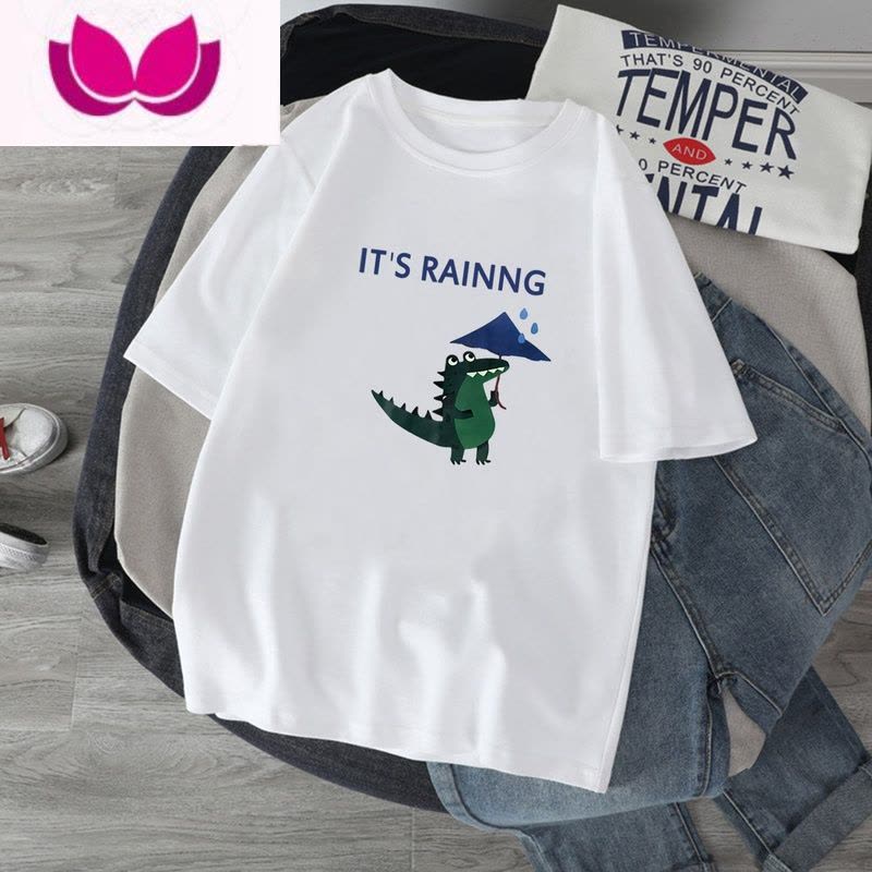 七斓短袖t恤男2023年夏季新款情侣款宽松体恤衫潮牌白色打底衫ins图片