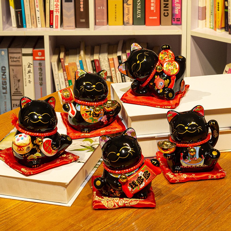 猫陶瓷存钱罐店铺开业创意礼品家居客厅日本发陶瓷小摆件收银 三维工匠 4.5寸财源广进白色(钱罐)猫高清大图
