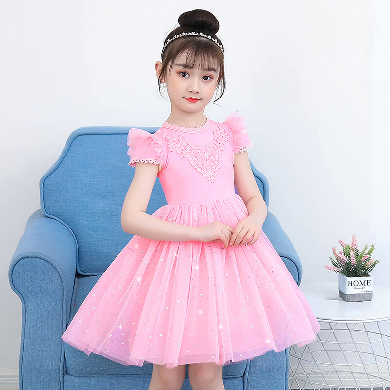 夏季新款中大儿童清新洋气公主裙3815岁女孩六一表演裙子小孩连衣裙