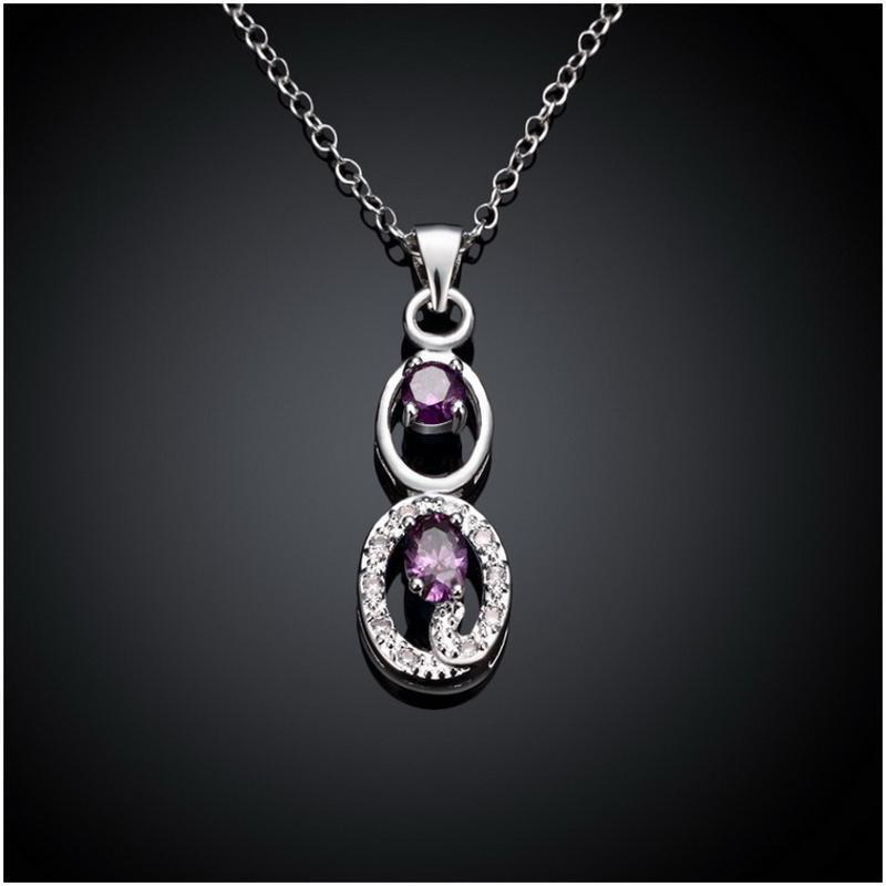 N098Women Silver Necklace 日韩时尚水晶坠项链女防过敏银饰品送女朋友七夕情人节礼物
