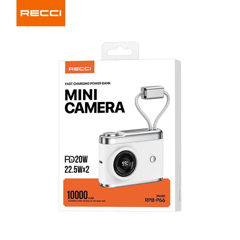 锐思RECCI[3C认证][可上飞机]移动电源一万毫安小巧便携充电宝Type-C口通用 RPB-P66星耀黑高清大图