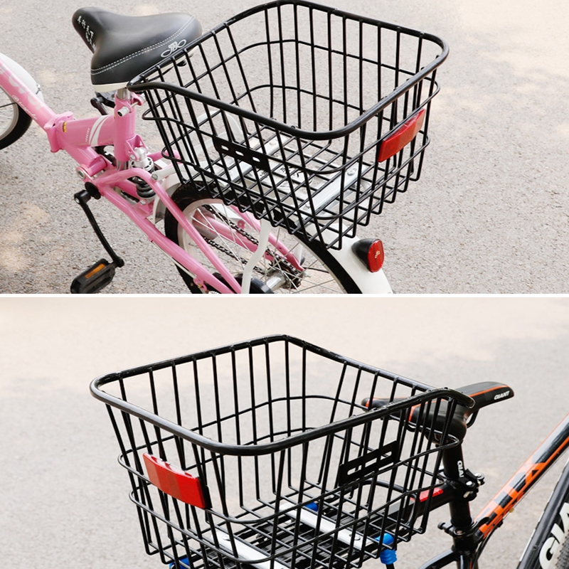 自行车后车筐山地车篮儿童折叠车后置篮子放书包单车后篮加大车篓