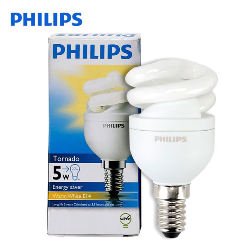 飞利浦(Philips) 5W E14 螺旋节能灯泡 6500K白光 48只 (单位:件)