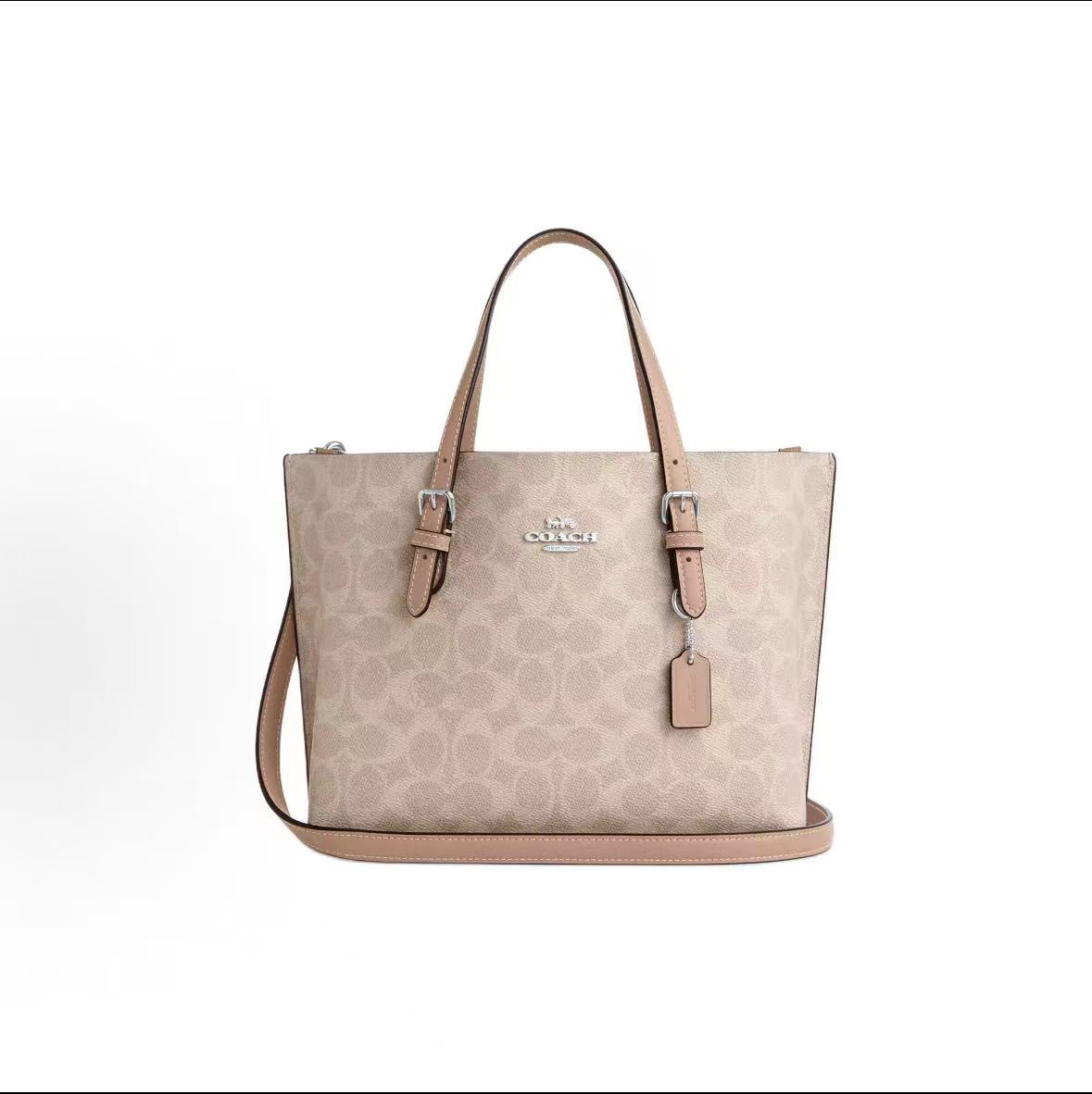 蔻驰(COACH)女包 Mollie25经典老花茉莉托特包购物袋手提单肩斜挎包C4250 CV965 CV965-SVPWH