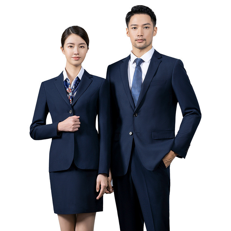 西装套装男女同款职业正装西服藏青色工作服外套 S-3XL 单套价高清大图