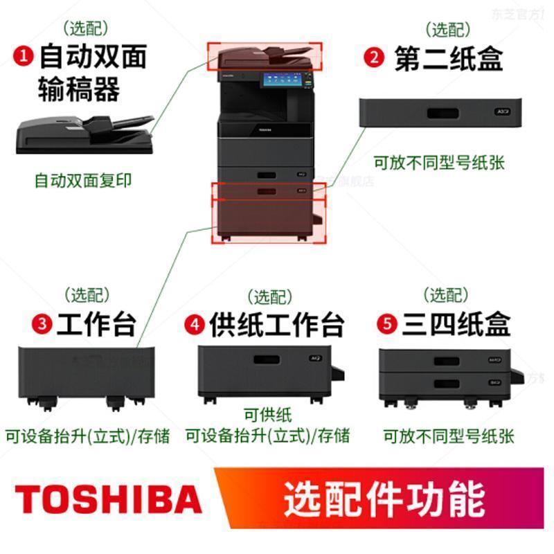 东芝FC-2615AC A3彩色激光数码复印打印扫描一体机 10.1英寸触控屏 wifi手机打印 东芝FC2110/2610/3115复印机系列( 输稿器+双纸盒