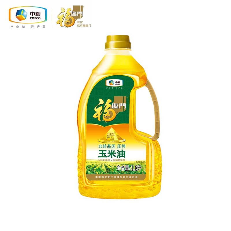 中粮福临门非转基因黄金产地玉米油1.8L物理压榨酥田推荐