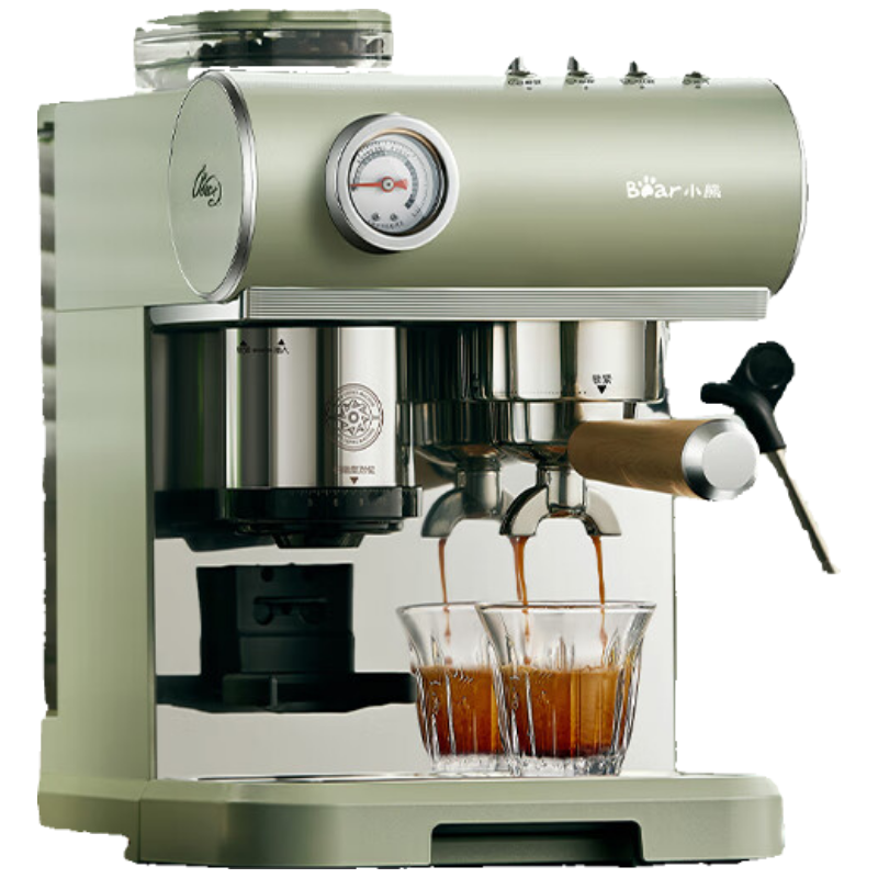 小熊(Bear)咖啡机 意式半自动咖啡机 家用机械舱萃取研磨一体机现磨咖啡豆蒸汽奶泡 KFJ-L15Q3-S01
