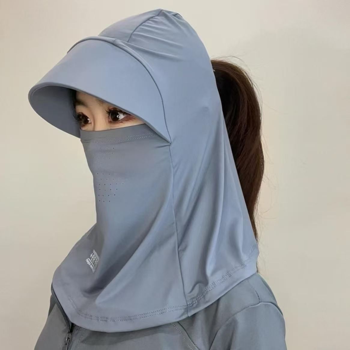 全脸防晒面罩全脸防紫外线女款夏季护颈遮阳帽男防晒帽骑车吹不翻3759A高清大图
