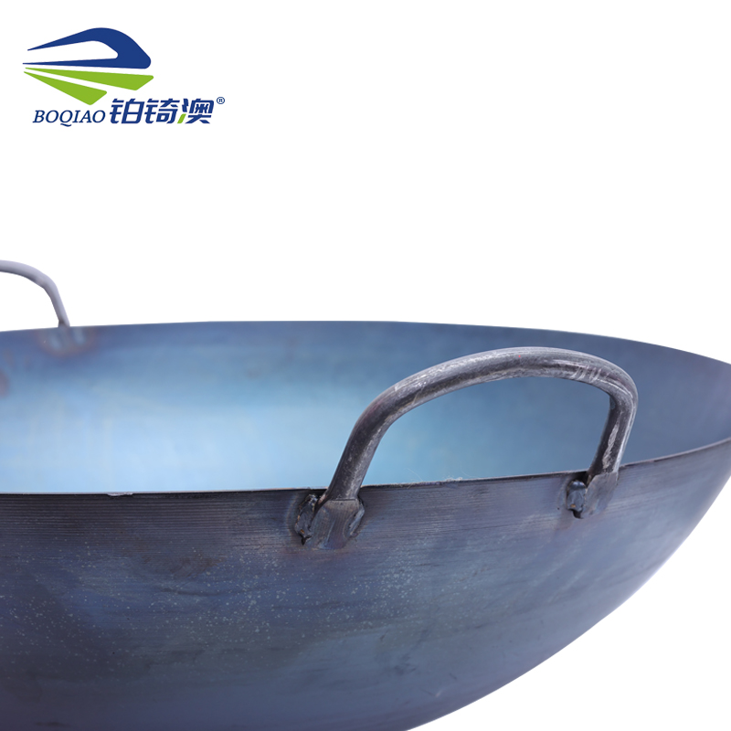 商用加厚无涂层双耳铁锅 炒锅高清大图