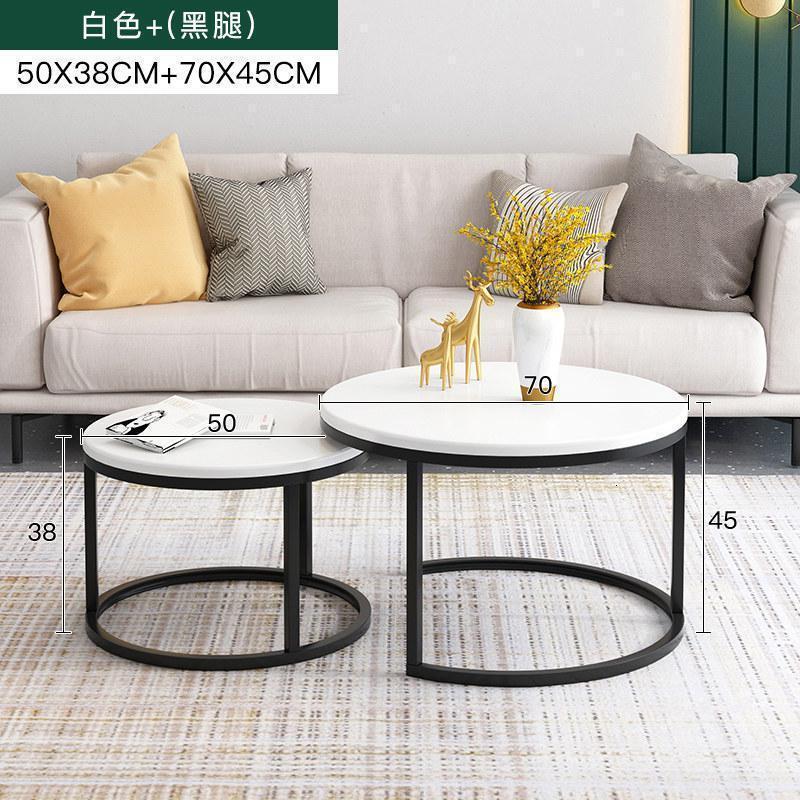 森美人北欧轻奢茶几桌客厅家用仿大理石小茶几简约小户型铁艺小圆桌高清大图