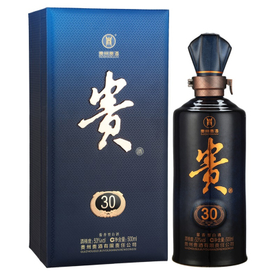 洋河股份 贵州贵酒 年份系列 贵30 53度 单瓶装白酒500ml 口感酱香型