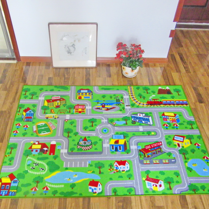 儿童地毯城市跑道马路交通场景汽车轨道车道游戏爬行地垫
