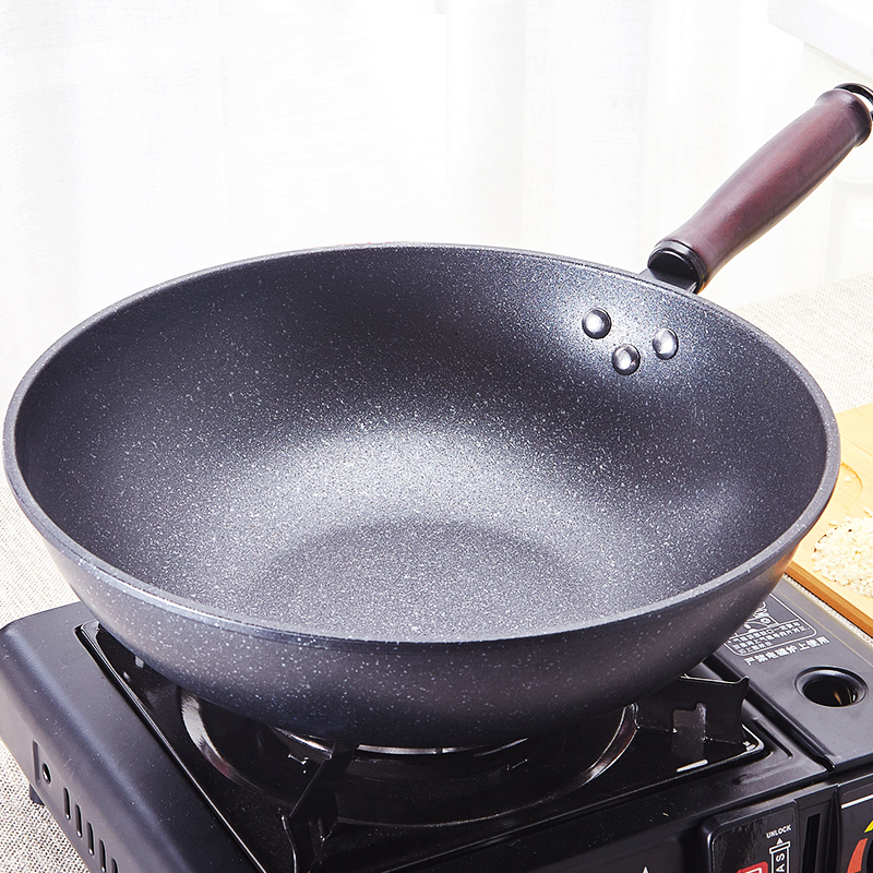 麦饭石不粘锅平底锅烘焙精灵家用煎炒两用电磁炉专炒锅06103.