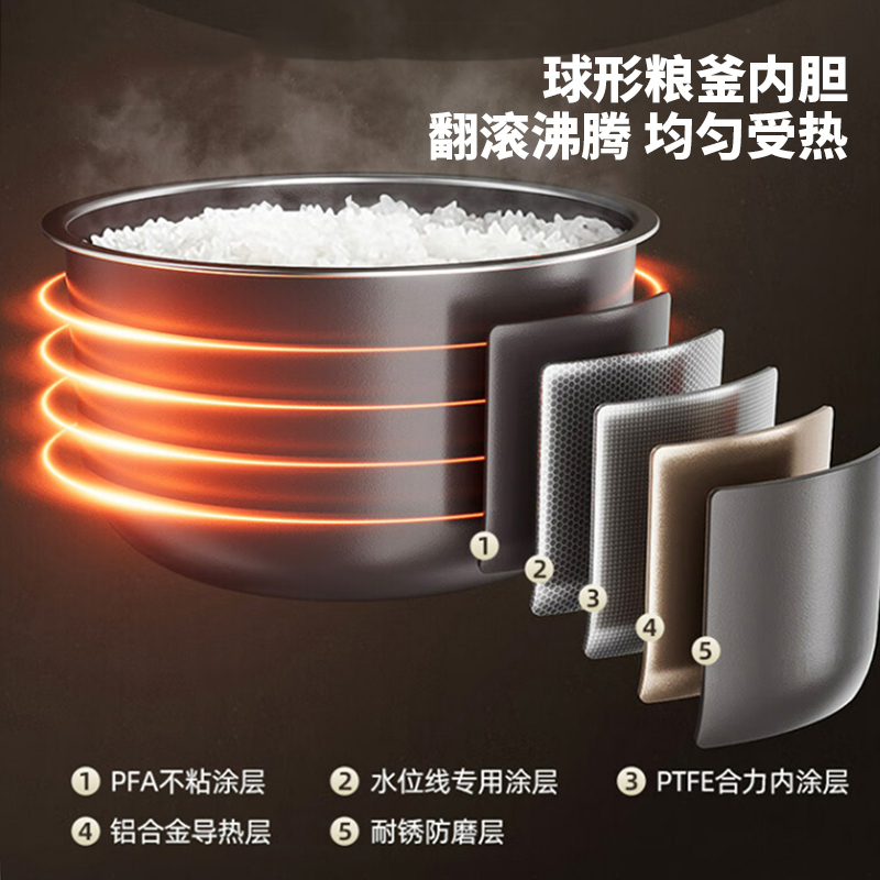 法迪欧(Fardior)家用智能电饭煲4升IH加热球釜柴火米饭电饭锅FRC-IH4OR