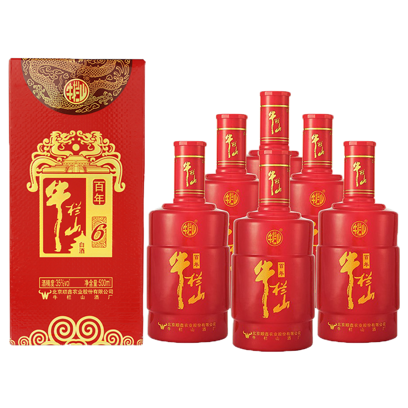 牛栏山 百年红六（6）年 35度 浓香型白酒 500ml*6瓶 整箱装