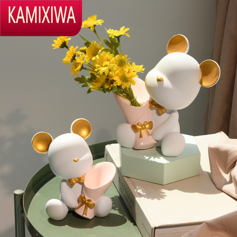 kamixiwa创意轻奢暴力熊小摆件客厅电视柜酒柜卧室房间居玄关桌面装饰