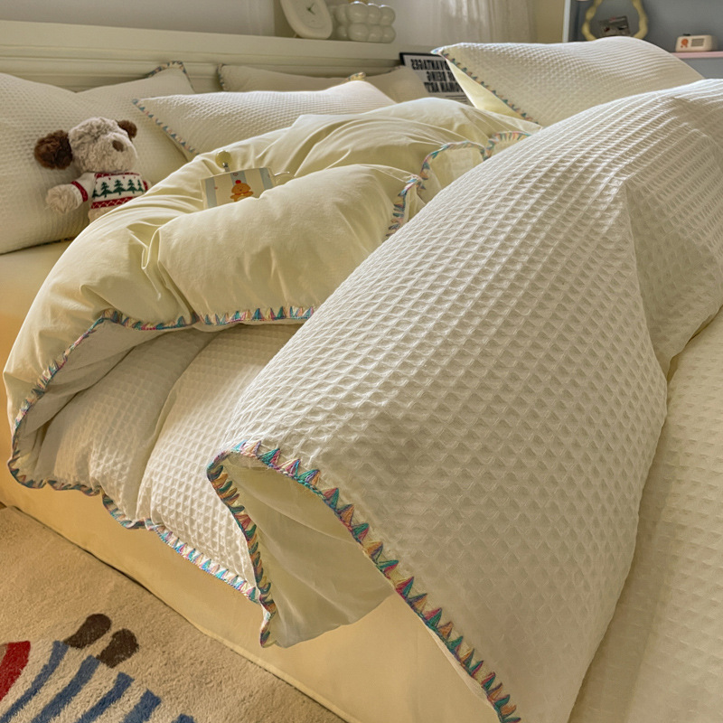 财巢 春季华夫格床上三件套 1.2米床床单款/套高清大图