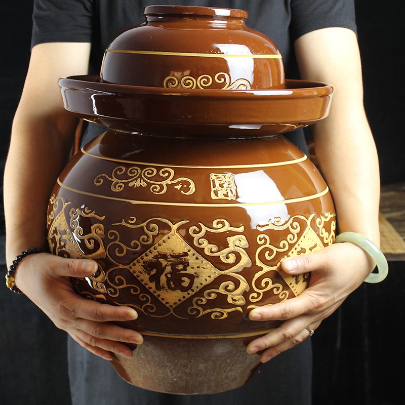 泡菜坛子陶瓷酸菜缸老式咸腌菜罐土陶家用密封带盖加厚坛子小大号