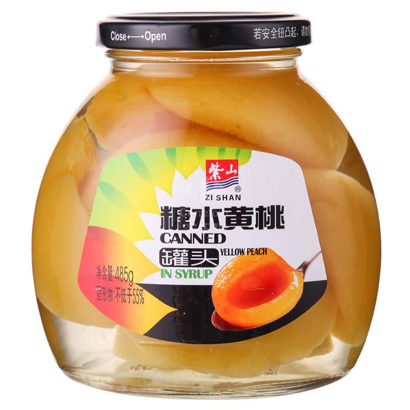 紫山糖水黄桃对开罐头485克瓶