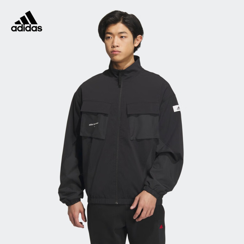 adidas阿迪达斯官方轻运动男装秋季新款运动夹克外套ip4987黑色as