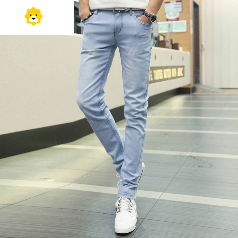 fishbasket季薄款男士牛仔裤2024新款修身小脚裤男款休闲长裤子痞帅