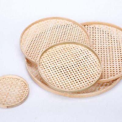 竹编制品有孔簸箕大孔小孔竹筛子家用晾晒圆簸箕米筛竹匾绘画装饰竹黄