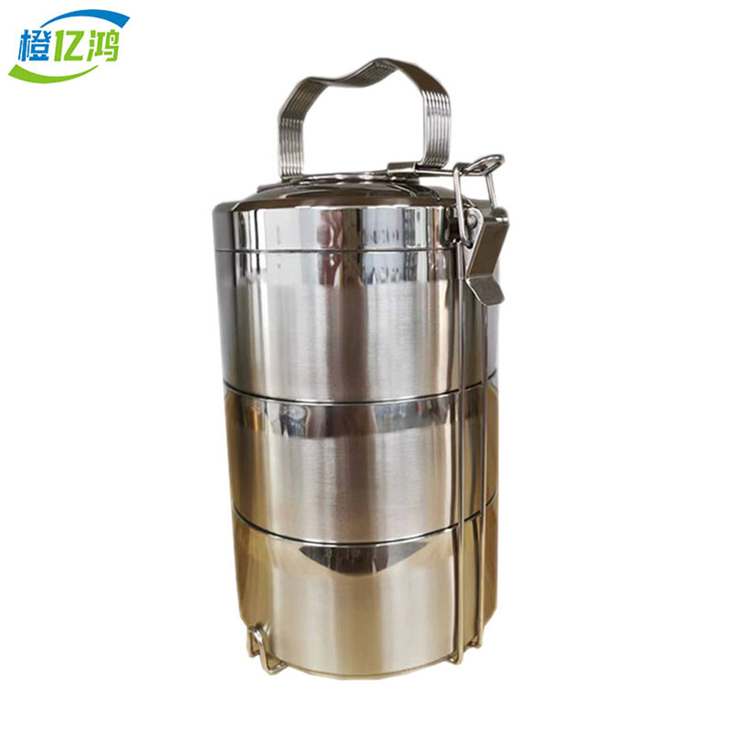 橙亿鸿 三层不锈钢饭盒 提篮 16cm三层/个高清大图