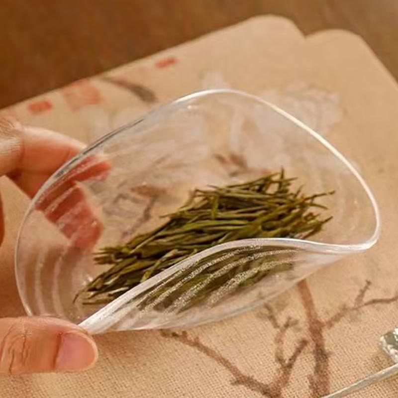 水晶玻璃茶则(卷叶)+茶拨茶搁高清大图