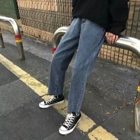 大码胖mm裤子女直筒宽松炸街牛仔裤显瘦百搭BF阔腿九分裤2021新款 912深蓝 S码建议80-95斤